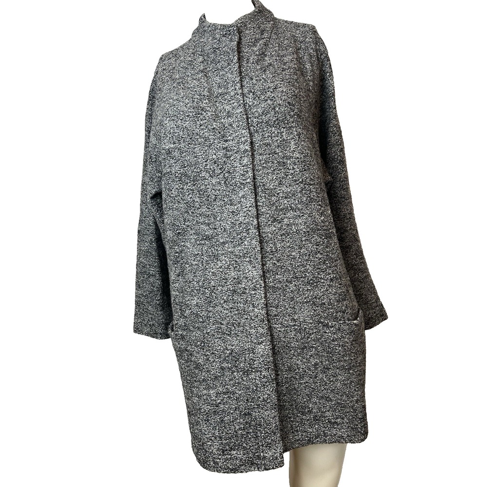 Pure Jill Women's Marled Knit Long Cardigan Sweater Jacket  Black/White Med